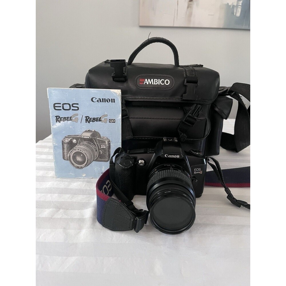 Vintage Canon EOS Rebel G Film Camera SLR , Canon 35-80mm Lens Tested Manual Bag
